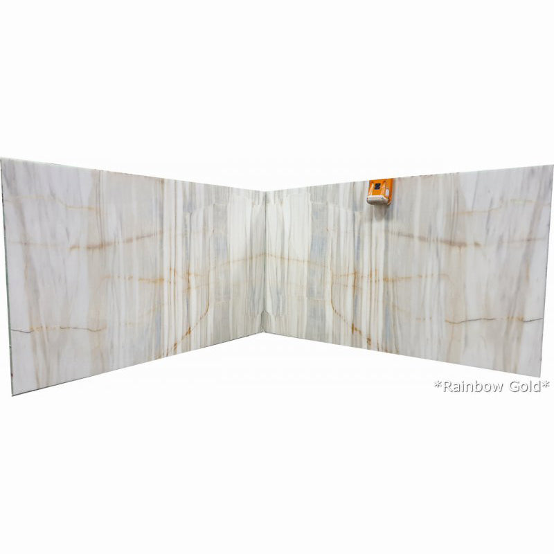 rainbow gold white marble slabs polished 2cm 2 bookmatching slabs front view