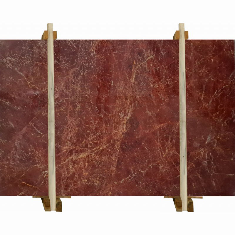 rosa anatolia red marble slabs polished 2cm packed on wooden bundle product shot