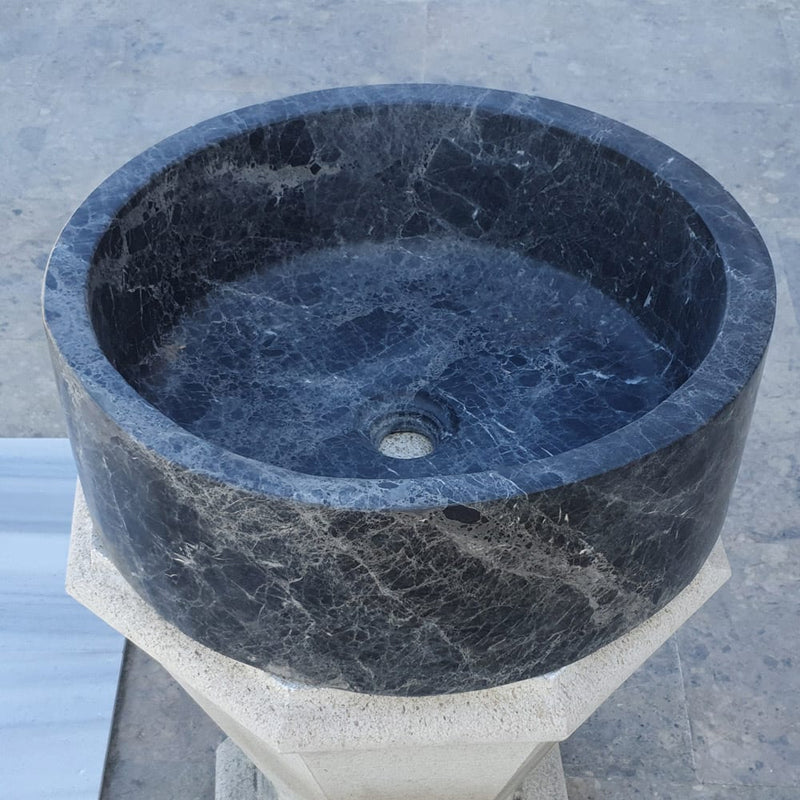 sirius black marble vessel sink TMS19 angle view
