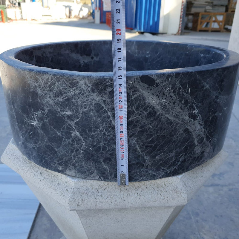 sirius black marble vessel sink TMS19 side measure view