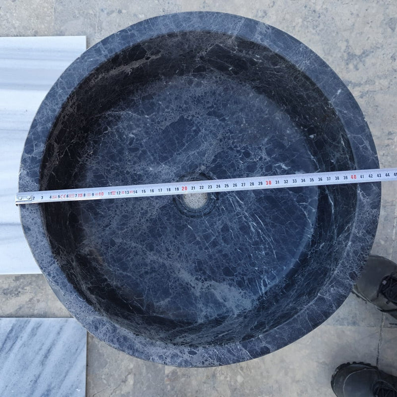 sirius black marble vessel sink TMS19 top measure view
