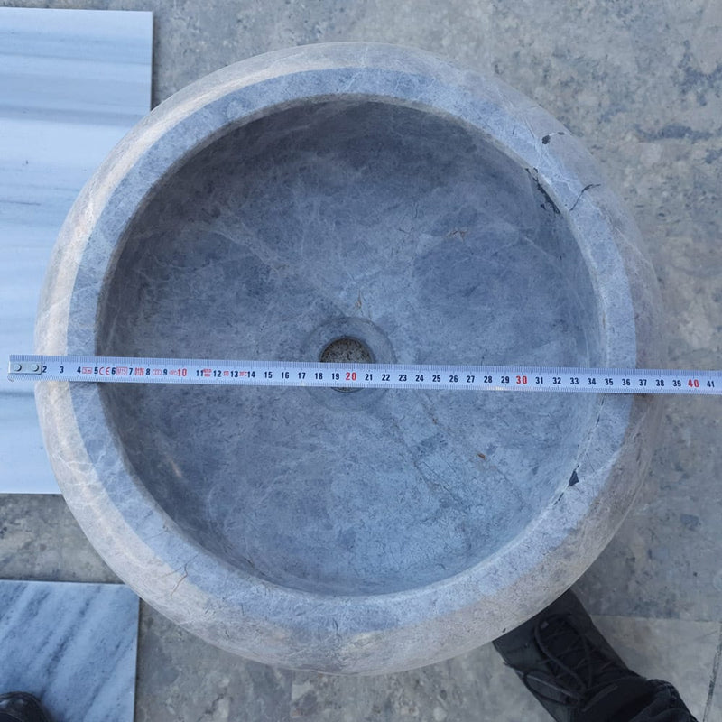 sirius silver marble vessel sink TMS21 top diameter measure view