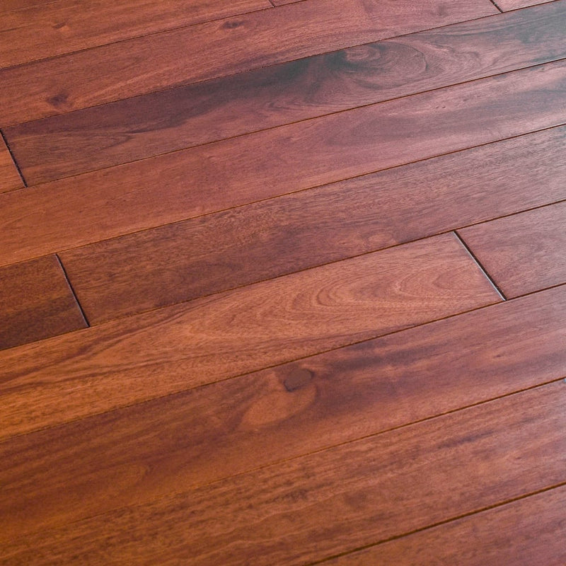 Solid hardwood floors indo mahogany collection handscraped natural santos matte 1739896-N angle view