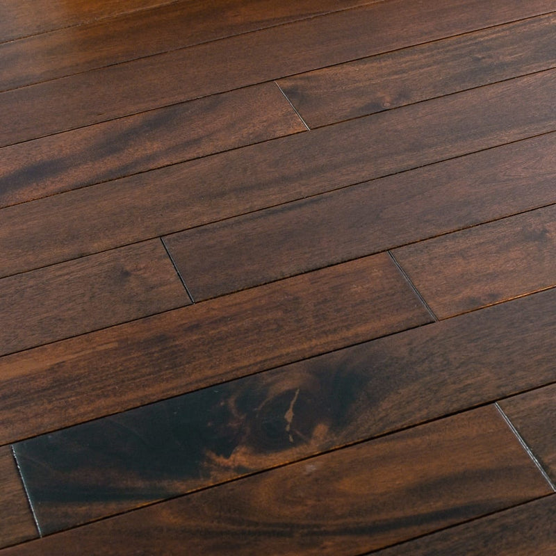 Solid hardwood floors indo mahogany collection handscraped pitch comodo matte W001739896 angle view 1739896-P
