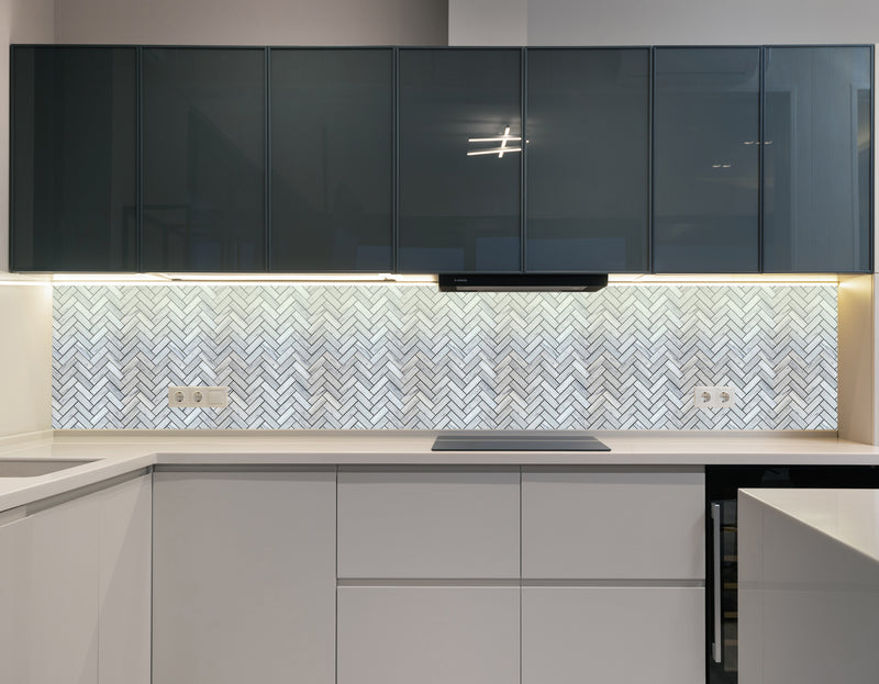 solto white marble 1x3 herringbone honed top kitchen backsplash tile