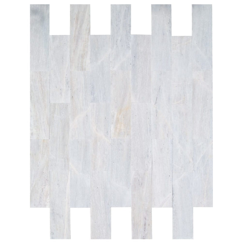 solto white marble 6x24 honed MTSWH6x24 27 tiles top view