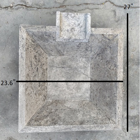 square cascade water bowl travertine for swimming pool accesory silver honed filled 23x27x8 top measure view