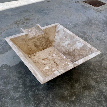 square cascade water bowl travertine for swimming pool accesory walnut honed filled 23x27x8 angle view