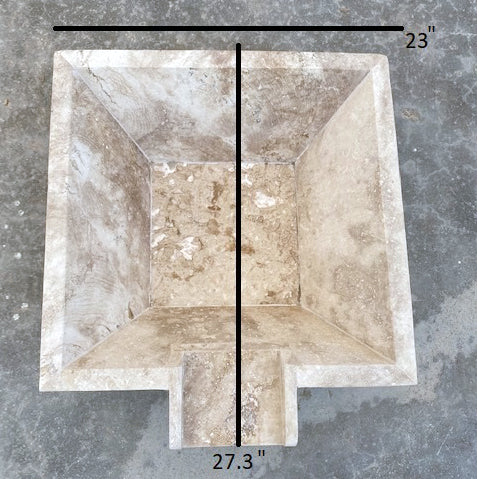 square cascade water bowl travertine for swimming pool accesory walnut honed filled 23x27x8 top measure view