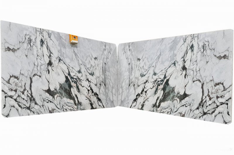 stingray white marble slabs polished 2 bookmatching slabs product shot