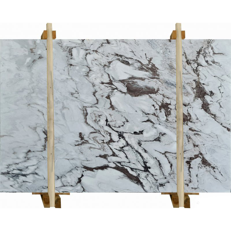 stingray white marble slabs polished packed on wooden bundle product shot