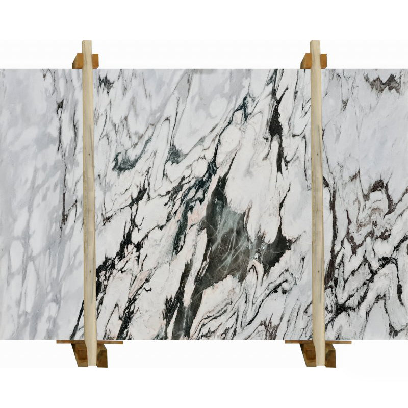 stingray white marble slabs polished packed on wooden bundle product shot