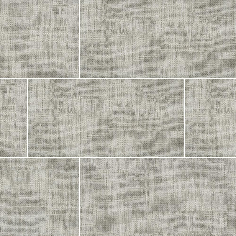 Tektile Crosshatch Gray 12"x24" Glazed Porcelain Floor and Wall Tile MSI Collection NTEKCROGRA1224 Product Shot Multiple Tiles Top View
