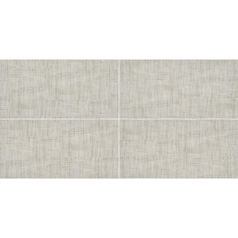 Tektile Crosshatch Ivory 12"x 24" Glazed Porcelain Floor and Wall Tile MSI Collection NTEKCROIVO1224 Product Shot Multiple Tiles Top View