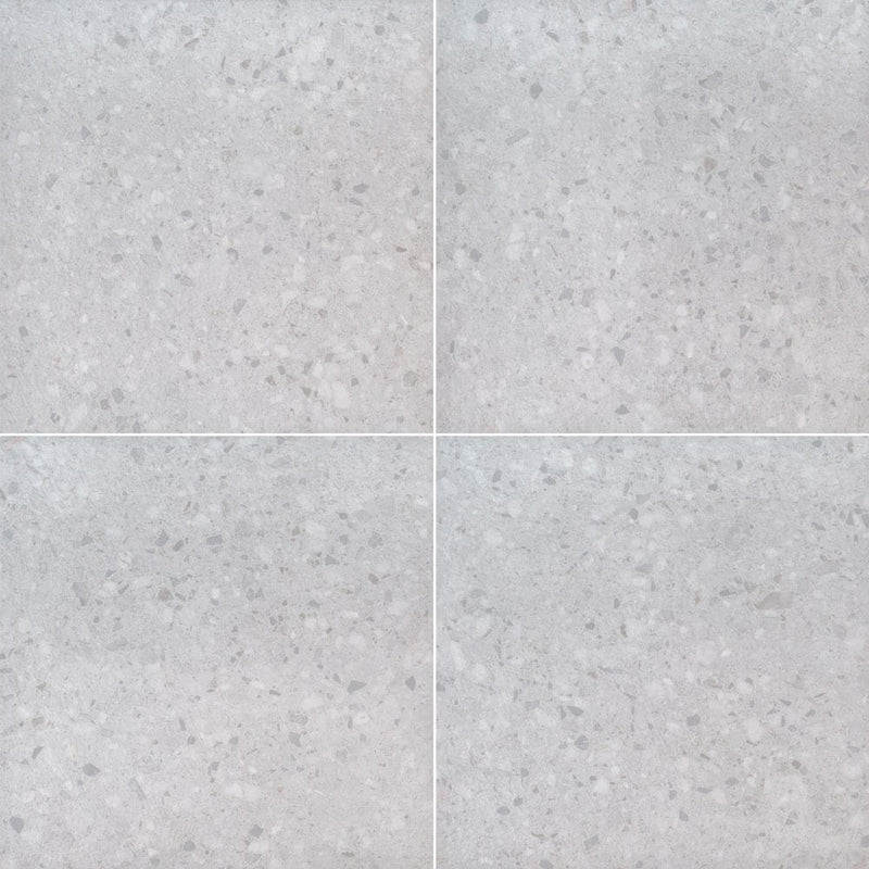 terrazo glacier porcelain pavers 24x24in matte floor tile LPAVNTERGLA2424 4 tiles top view