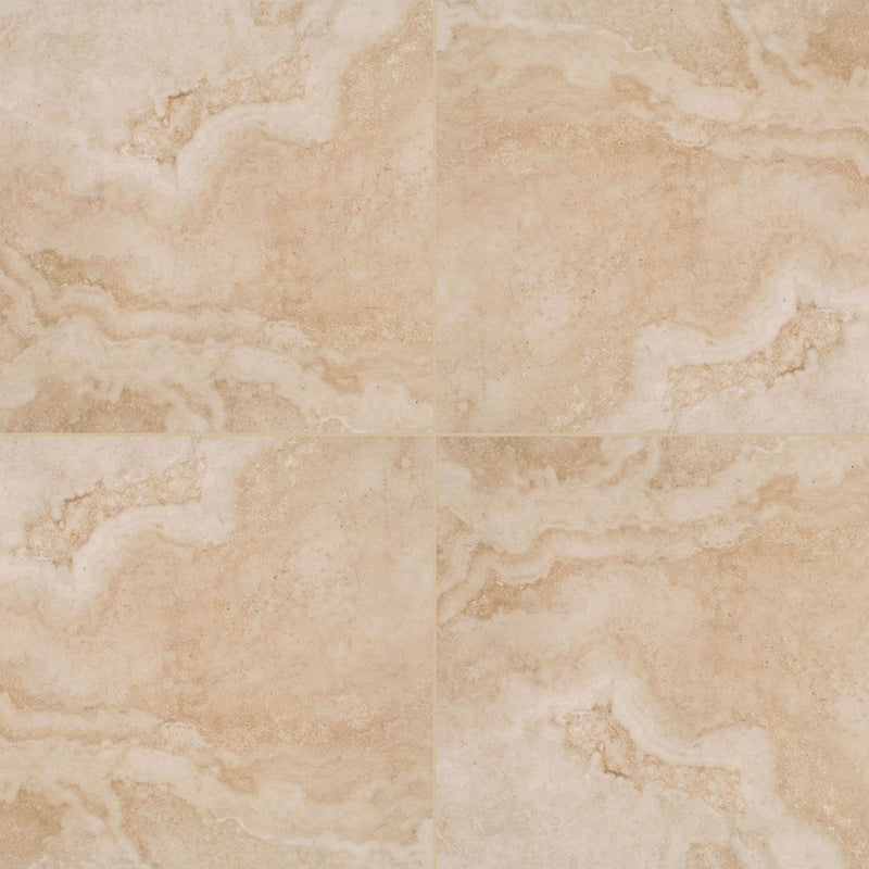 tierra beige travertine look porcelain pavers 24x24in matte floor tile LPAVNTIEBEI2424 4 tiles top view