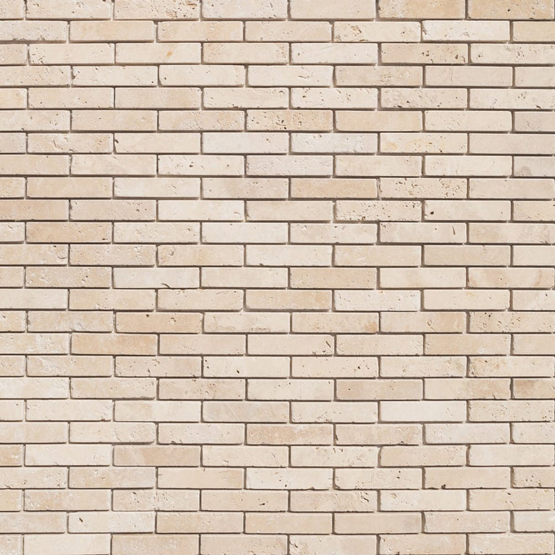 Light Beige Travertine Tumbled Mosaic Floor and Wall Tile - Livfloors Collection