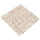 travertine mosaic 2x2 ivory beige 10096612 honed filled product shot single angle