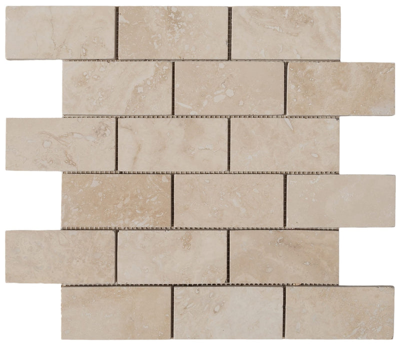 travertine mosaic 2x4 10096615 beige honed filled product shot single tile top