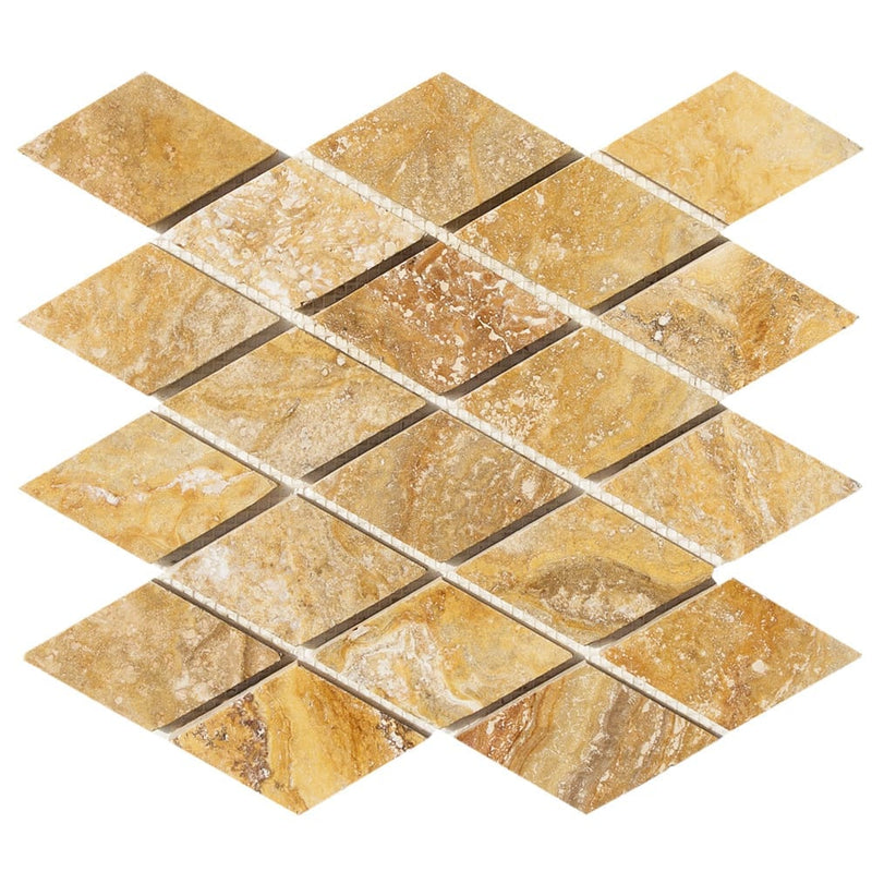 Scabos Travertine Diamond Mosaic Floor and Wall Tile - Livfloors Collection