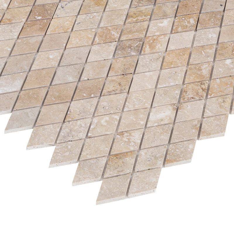 travertine mosaic diamond -shape-15001776 chiaro beige honed filled product shot profile