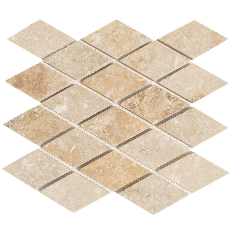 travertine mosaic diamond -shape-15001776 chiaro beige honed filled product shot single