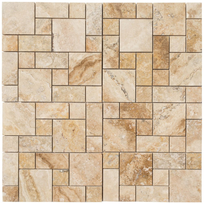 travertine mosaic pattern 15001769 brushed product shot multiple tiles topview