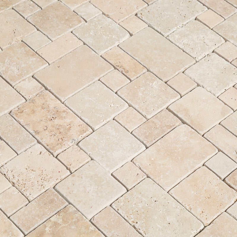 travertine mosaic pattrern 10095994 riverbed tumbled product shot multiple angle