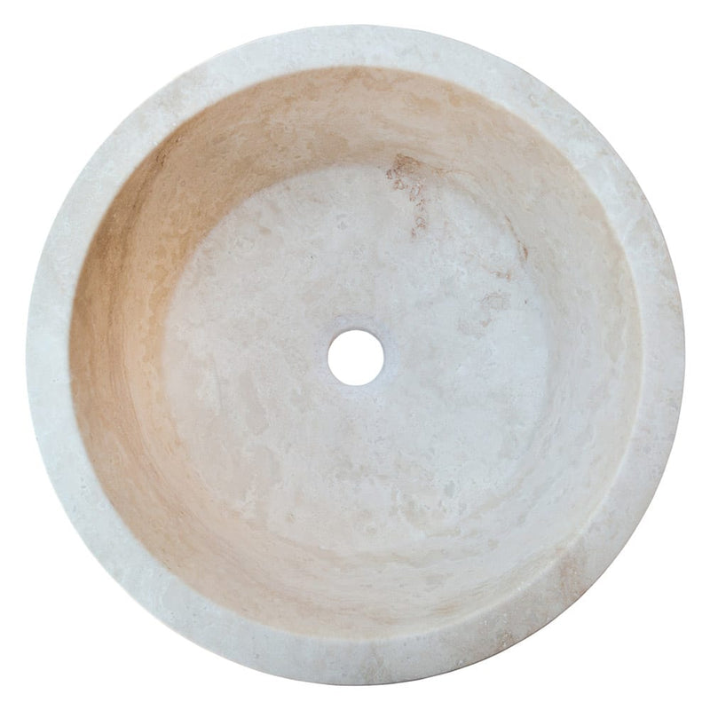 Troia Light Travertine Natural Stone Above Vanity Tapered Bathroom Sink (D)16" (H)6" top view