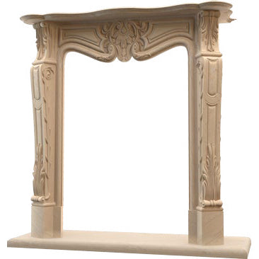 troia light travertine fireplace surround mantel traditional filled honed MEGFP04 angle view