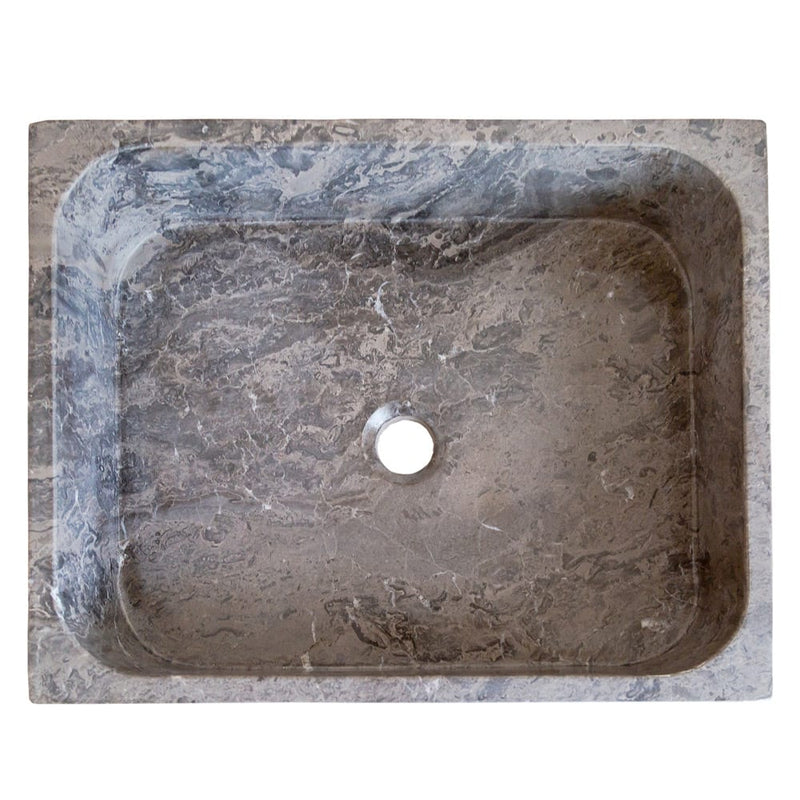 Tundra Gray Marble Farmhouse Rectangular Above Vanity Bathroom Sink (W)16" (L)19.5" (H)5" top view