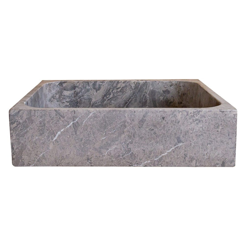 Tundra Gray Marble Farmhouse Rectangular Above Vanity Bathroom Sink (W)16" (L)19.5" (H)5" side view