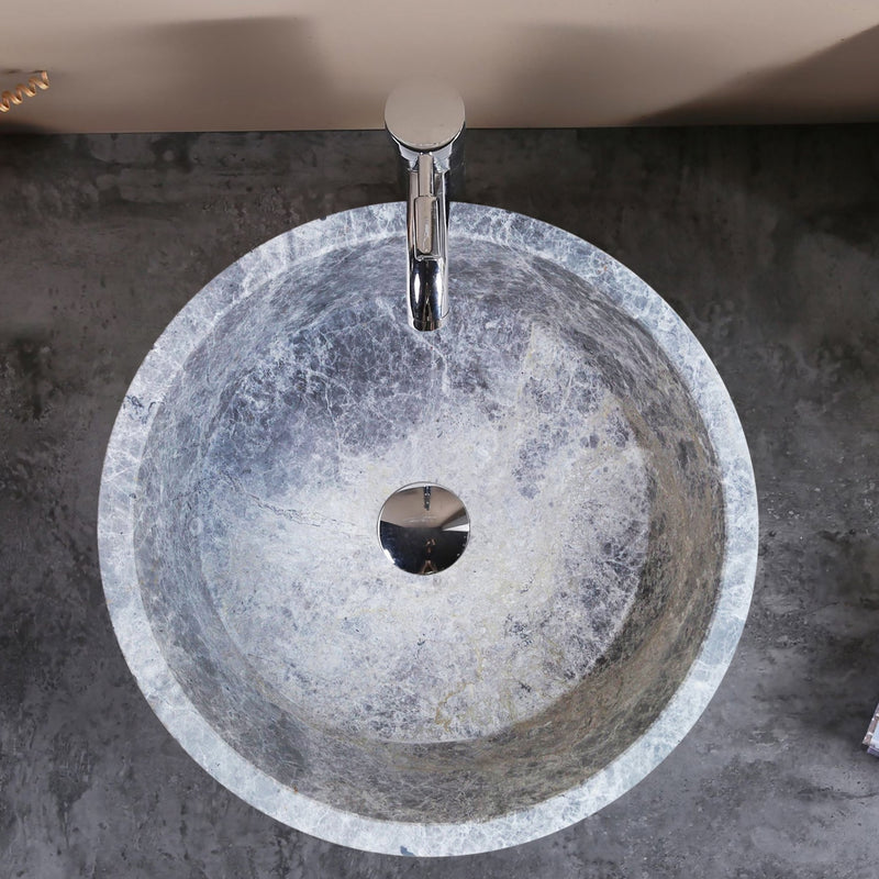 Natural Stone Tundra Grey Marble Above Vanity Bathroom Sink Polished (D)16.5" (H)6" bathroom view