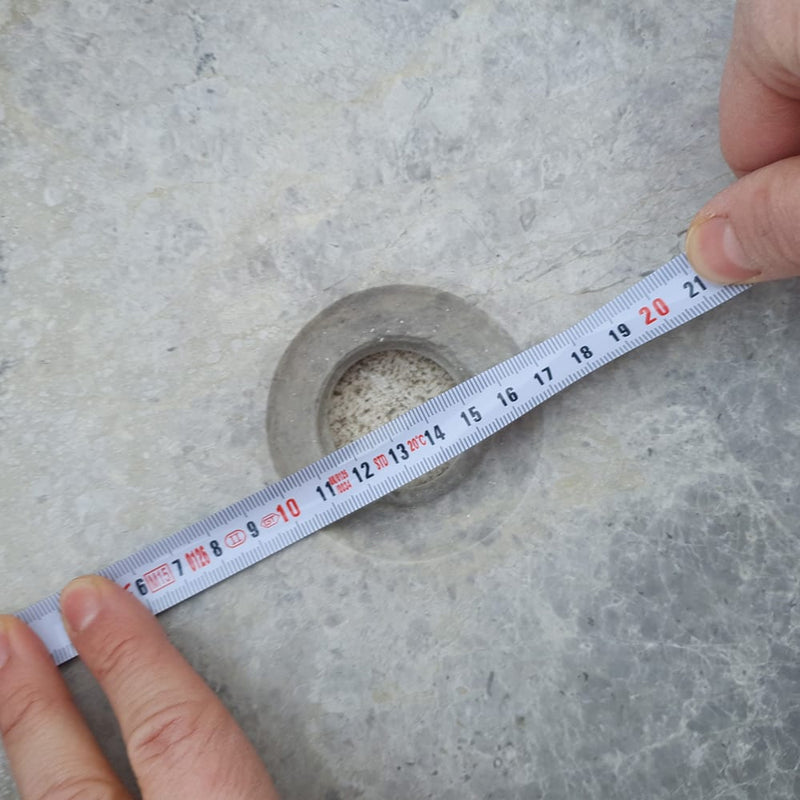 tundra grey marble vessel sink TMS04 d16.5 h6 drain hole measure view