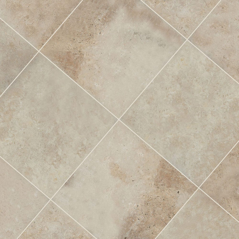 tuscany beige travertine pavers 16x16in tumbled floor tile LPAVTBEI1616T multiple tiles top angle view