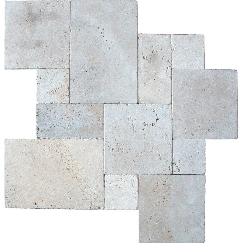 tuscany beige travertine pavers pattern tumbled floor tile LPAVTBEI10KITS one set top view