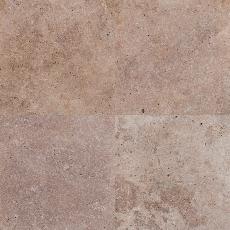 tuscany walnut travertine pavers 16x16in tumbled floor tile LPAVTWAL1616T multiple tiles top view